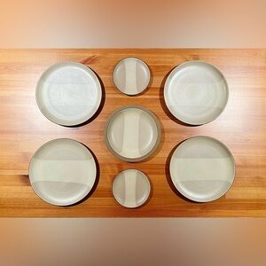 HEATH Ceramics Set of 4 Rim Line Dinner Plates Birch Glaze Salad Dessert Rare